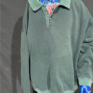Norm Thompson Dark Green Casual Button Down Pullover